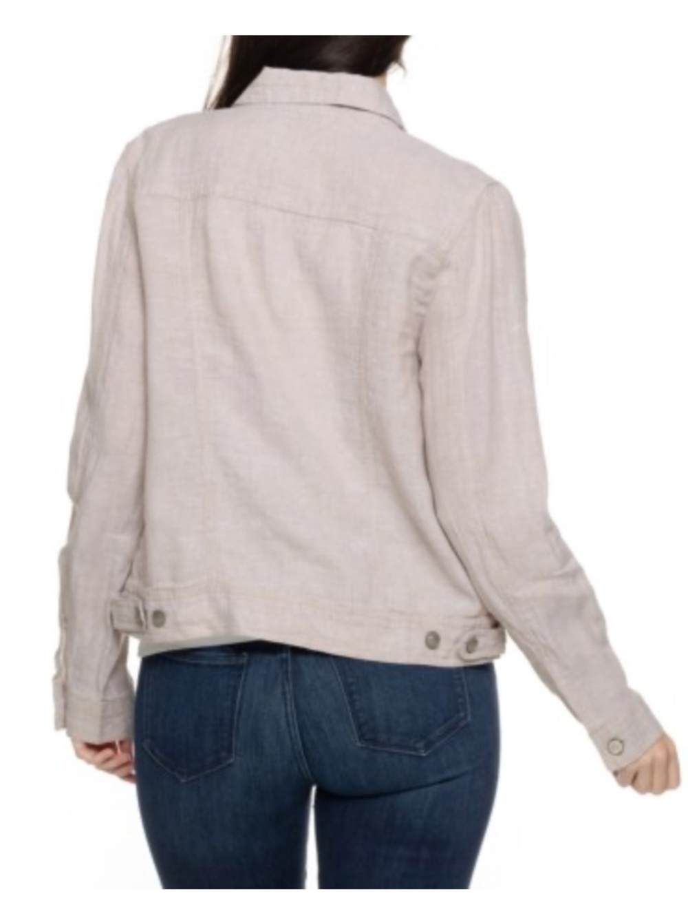 Jones & Co Jones New York - Large - 100% Linen Jean Jacket in Neutral Beige. - Picture 4 of 12